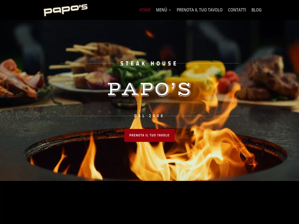 Sito web ristorante steak house Papo's