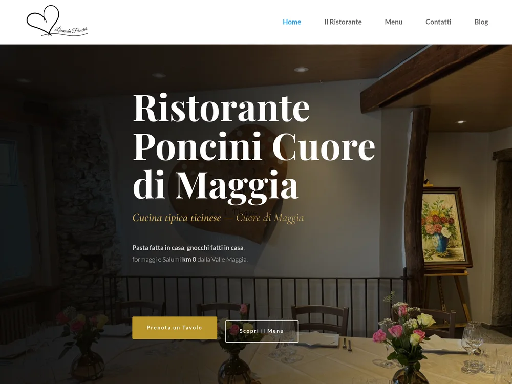 Sito web Locanda Poncini ristorante Valle Maggia